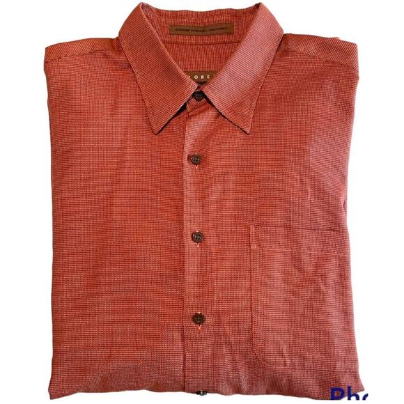 Robert Talbott Orange Herringbone w/Black Button Shirt XL - Picture 1 of 11